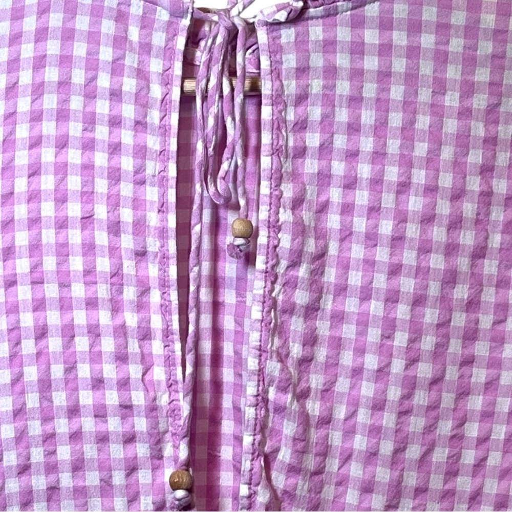 Free People Liza Drop Waist Gingham Midi Dress in Tuscany Pink Size XS - Picture 9 of 16